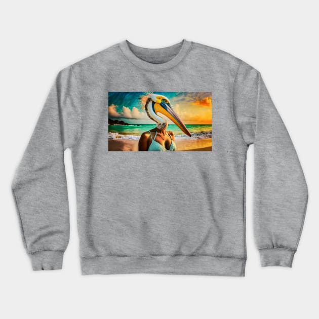 Pelican Woman Crewneck Sweatshirt by CreativePhil